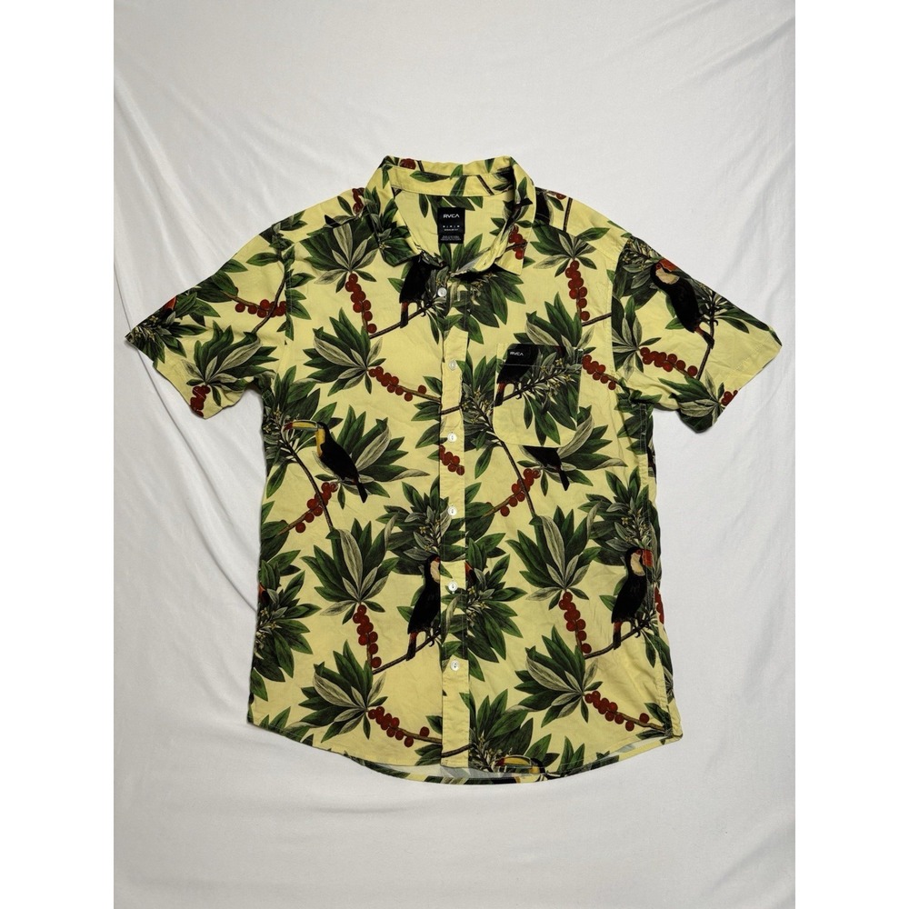RVCA Regular Fit Pandemonium Short Sleeve Button Up Shirt Men's Size Medium